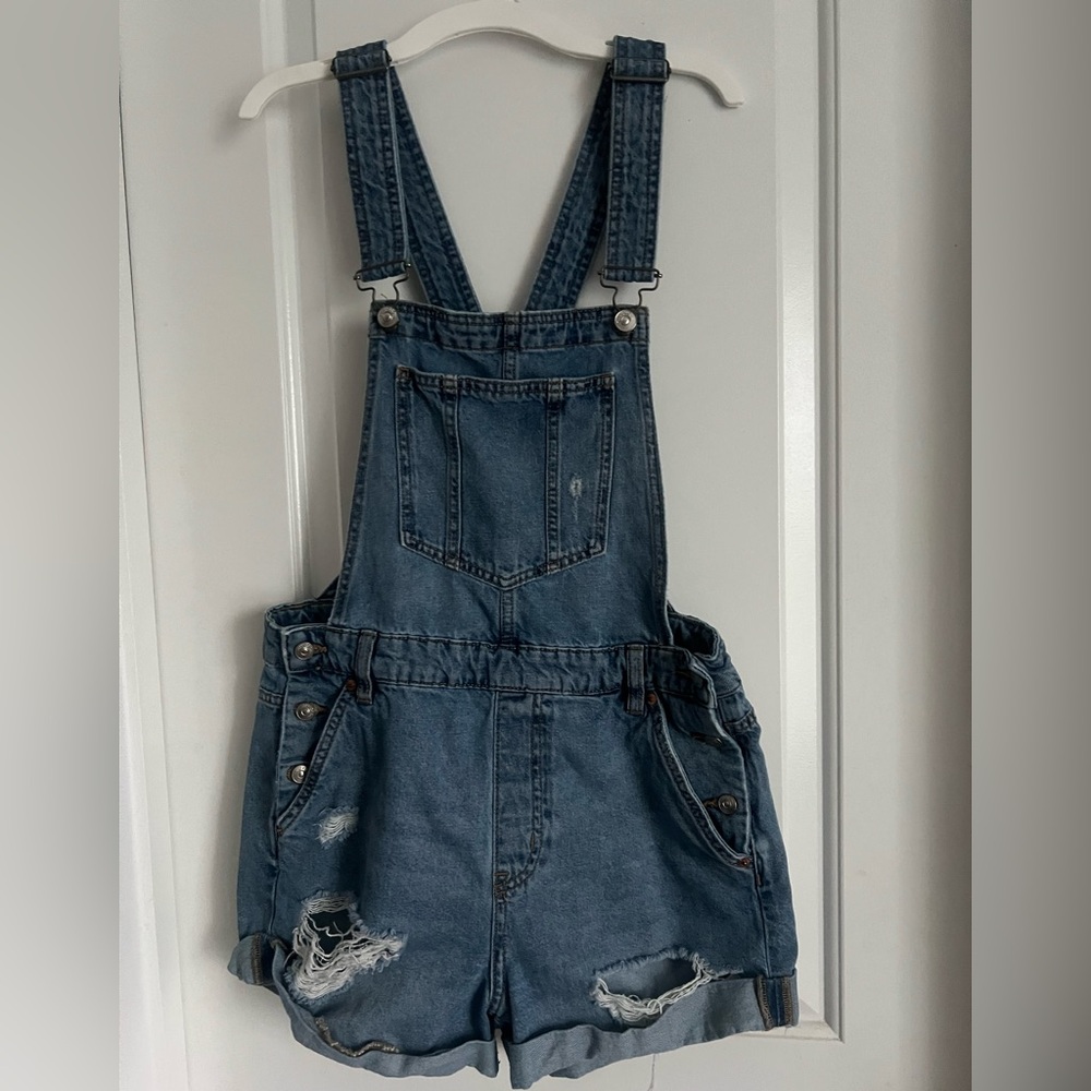 H & M Divided Distressed Overalls Blue Jean | 6